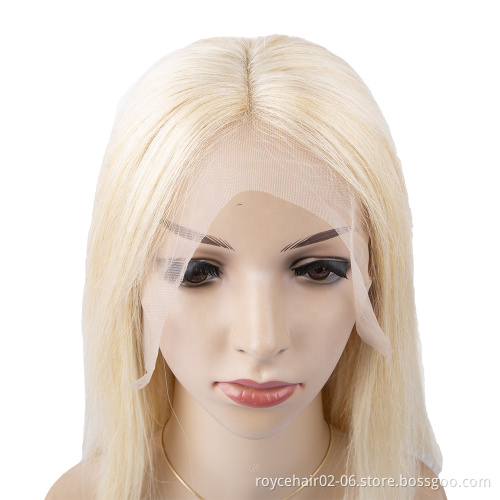 Brazilian Virgin Hair Straight Blond 613 Pre Plucked Short Bob Wig Human Hair Lace Front Wigs for African American